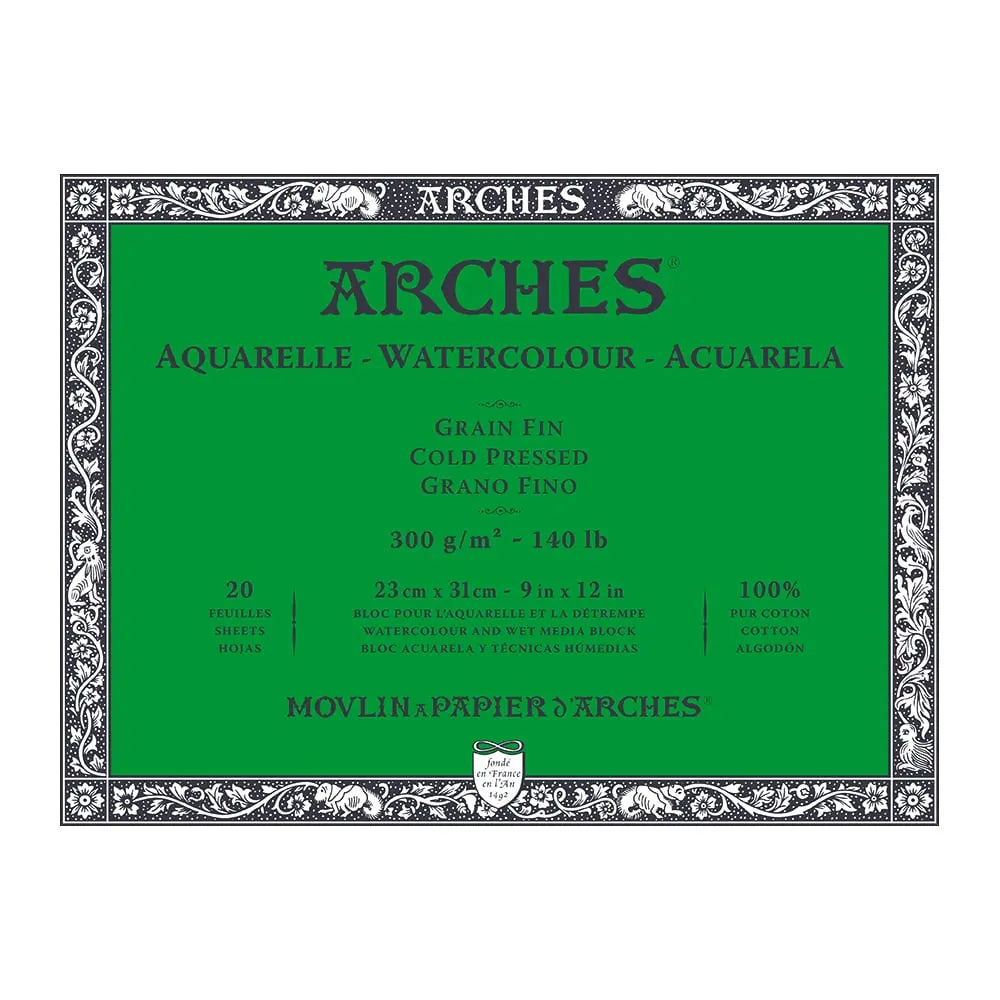 Arches Aquarelle Akvarellblokk CP 23x31cm 300g 20ark