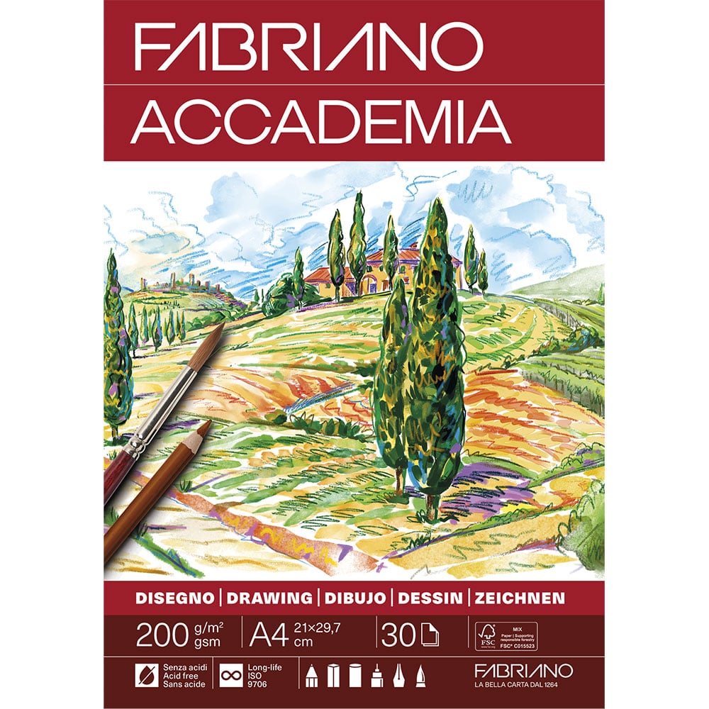 Fabriano Accademia Tegneblokk A4 200g 30ark