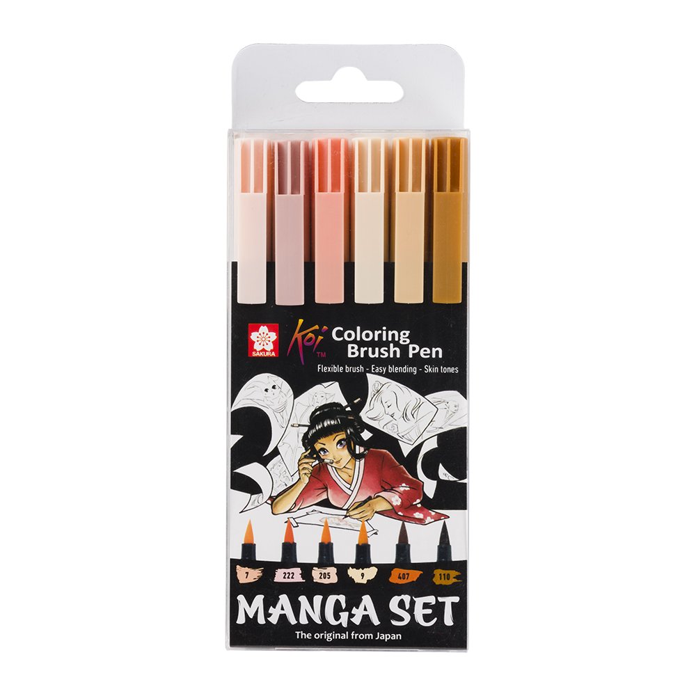 Sakura Koi Colouring Brush Pen Manga sett 6 stk