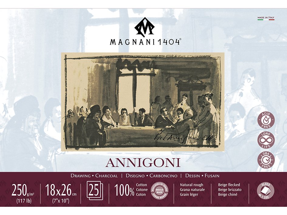 Magnani Annigoni Tegneblokk Beige 18x26cm 250g 25ark
