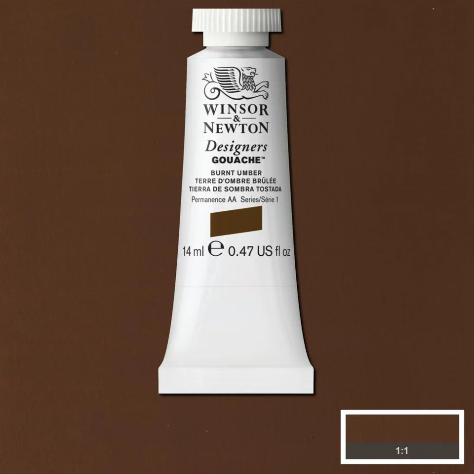 Winsor&Newton Designers Gouache 14ml Burnt Umber 076