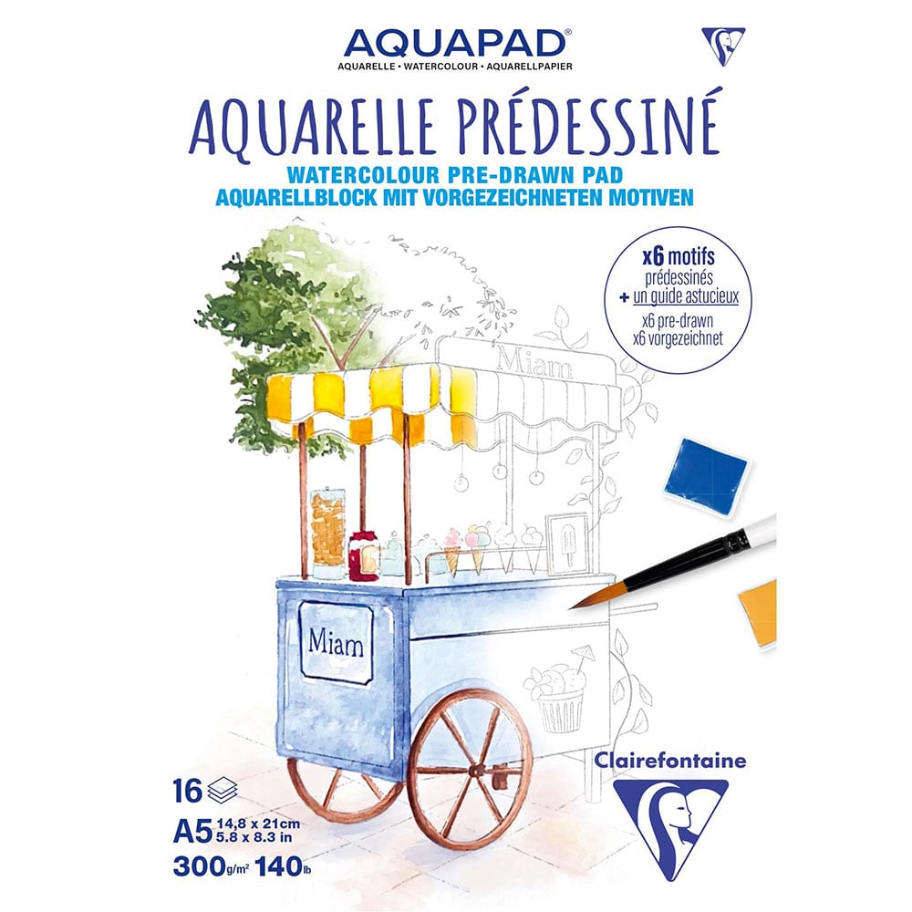 Clairefontaine AquaPad Akvarellblokk A5 Gourmet 300g 16ark