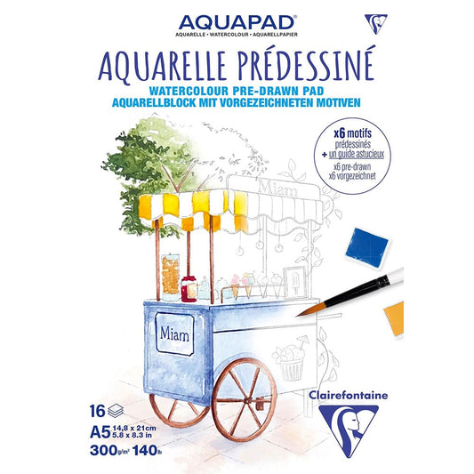 Clairefontaine AquaPad Akvarellblokk A5 Gourmet 300g 16ark