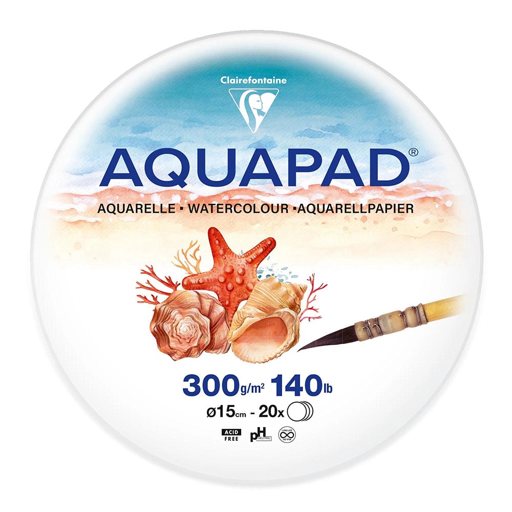 Clairefontaine AquaPad Akvarellpapir Rund Ø15cm 300g 20ark
