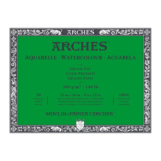 Arches Aquarelle Akvarellblokk CP 23x31cm 300g 20ark