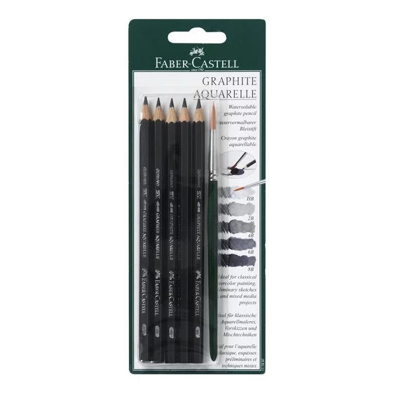 Faber-Castell Grafittblyant Akvarell 5stk + pensel