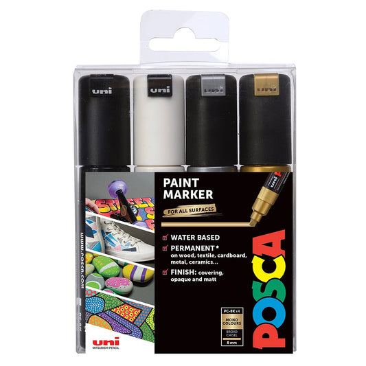 Posca PC-8K 8 mm Sett 4 stk Metallic