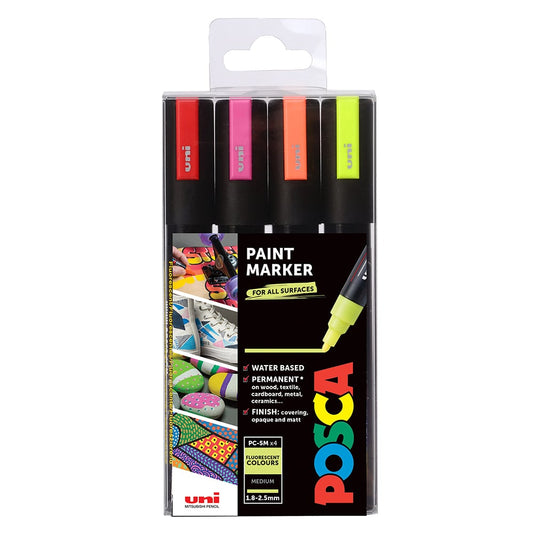 Posca PC-5M 1,8-2,5 mm Sett 4 stk Fluorescent