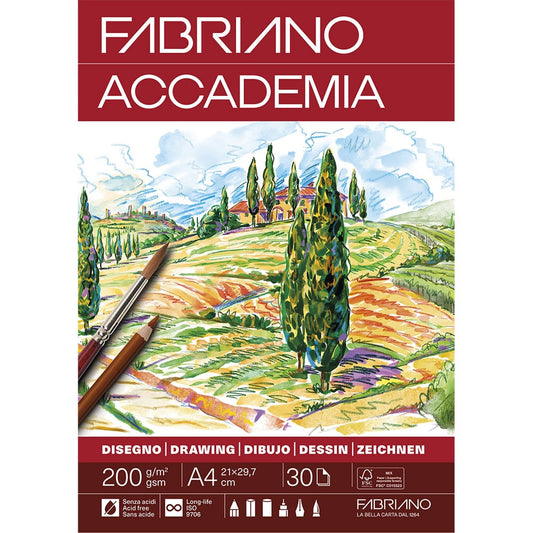 Fabriano Accademia Tegneblokk A4 200g 30ark
