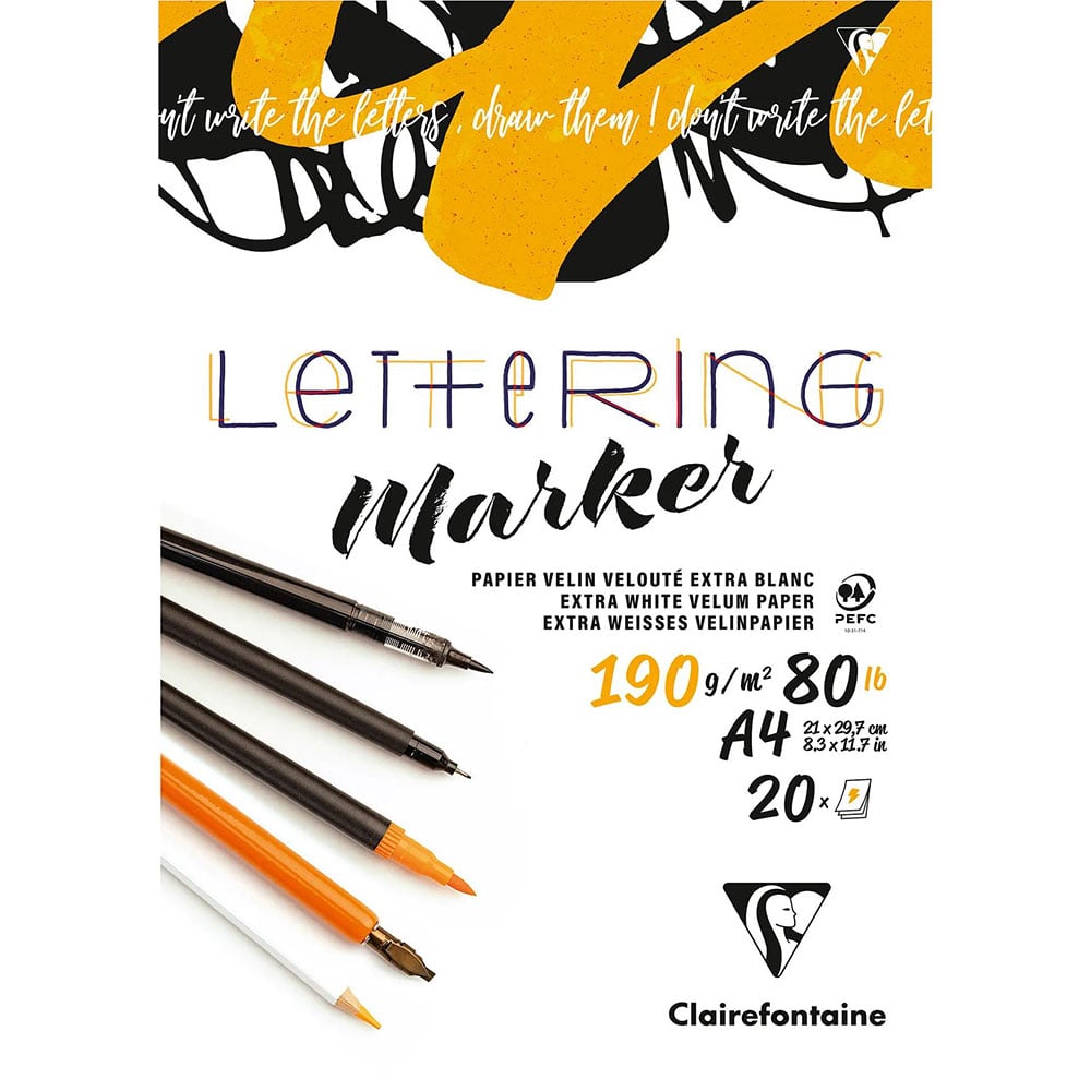 Clairefontaine Lettering Marker Tusjblokk 190g 20 Ark A4