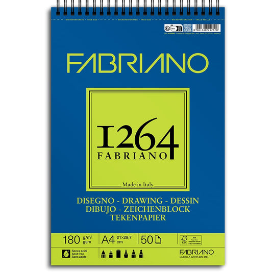 Fabriano 1264 Tegneblokk Spiral A4 180g 50ark