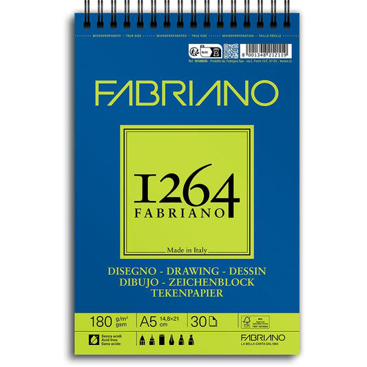 Fabriano 1264 Tegneblokk Spiral A5 180g 30ark