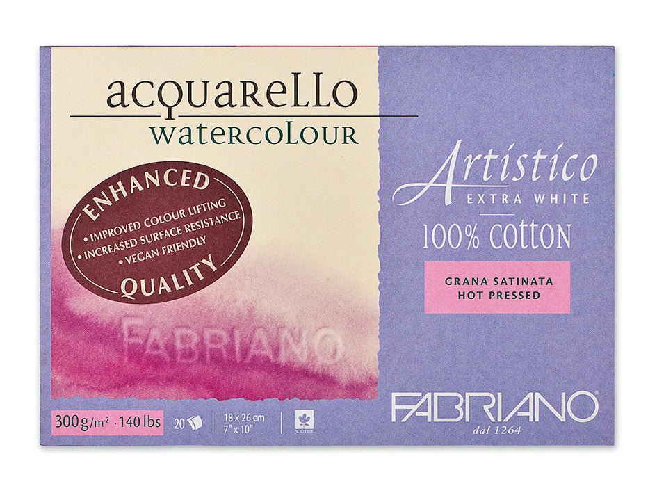 Fabriano Artistico Extra White Akvarellblokk HP 18x26cm 300g 20ark