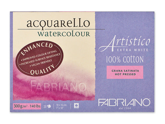 Fabriano Artistico Extra White Akvarellblokk HP 18x26cm 300g 20ark