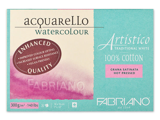 Fabriano Artistico Traditional Akvarellblokk HP 18x26cm 300g 20ark