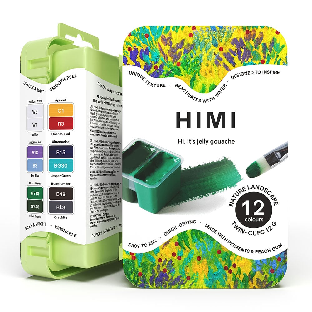 HIMI Twin Cup Gouache Sett Eple Grønn 12stk