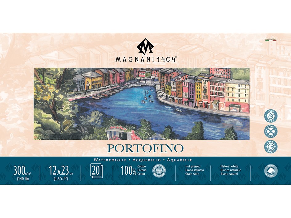 Magnani Portofino Akvarellblokk HP 12x23cm 300g 20ark