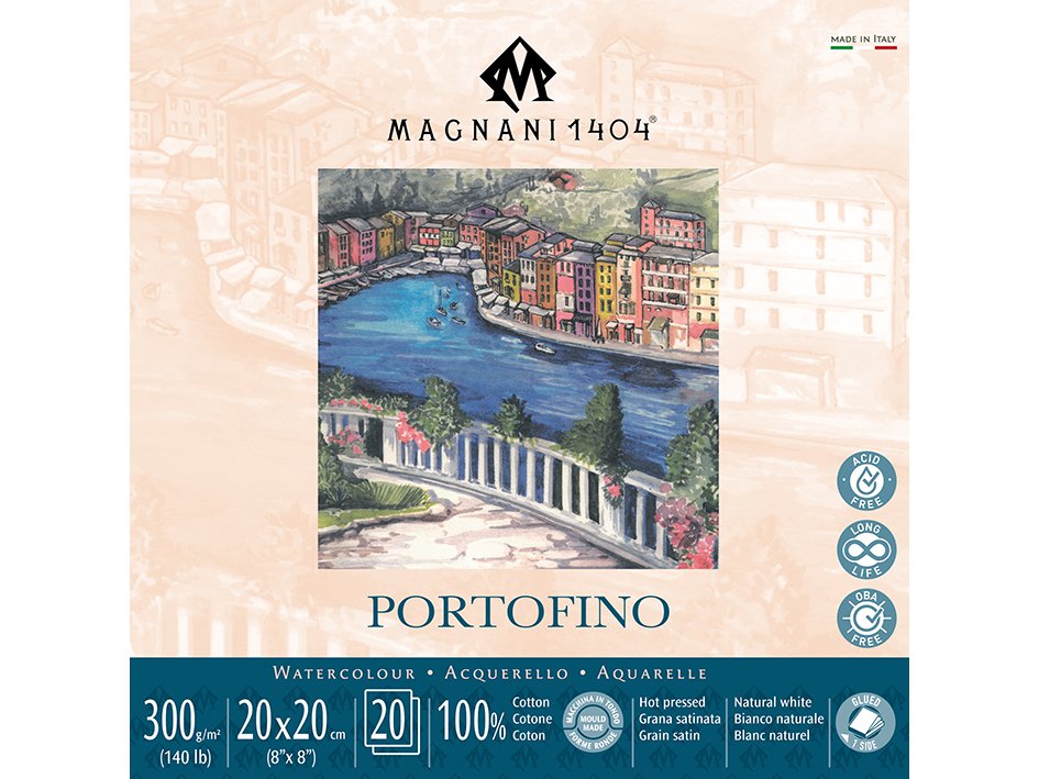 Magnani Portofino Akvarellblokk HP 20x20cm 300g 20ark