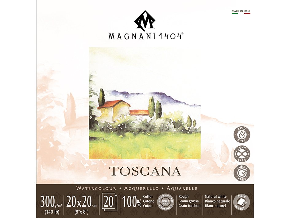 Magnani Toscana Akvarellblokk Rough 20x20cm 300g 20ark