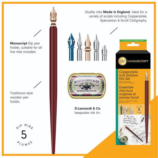 Manuscript Pen & Nib Sett Copperplate & Shadow