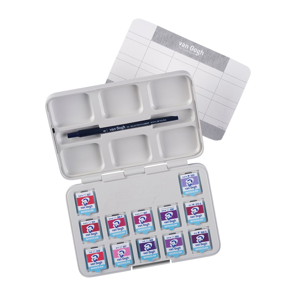 Van Gogh Akvarell Pocket Box Pinks & Violets + brush