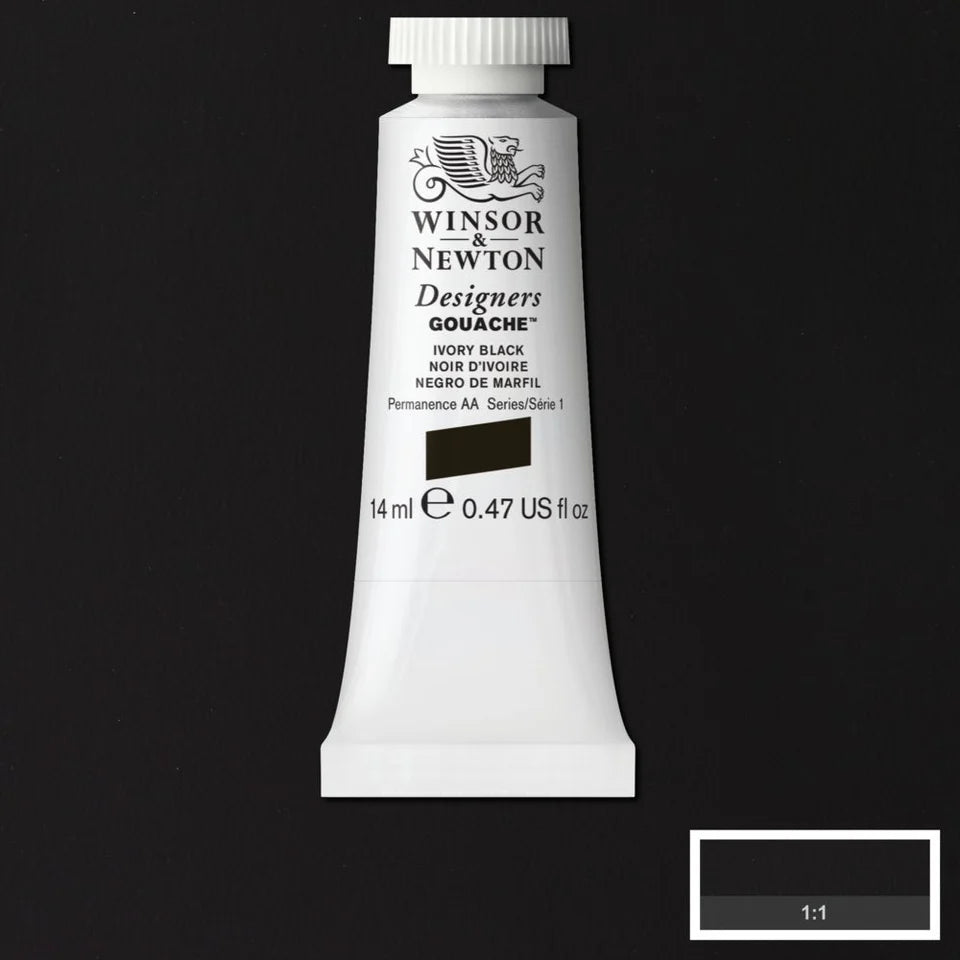 Winsor&Newton Designers Gouache 14ml Ivory Black 331