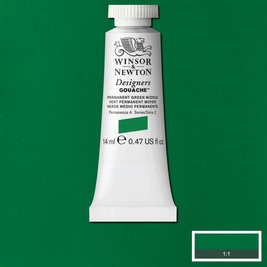 Winsor&Newton Designers Gouache 14ml Permanent Green Middle 484